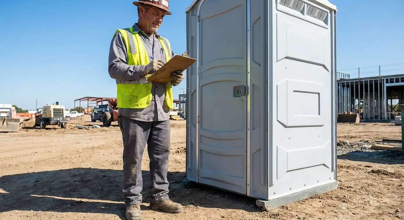 Portable toilet delivery truck ready for service in Arlington, TX